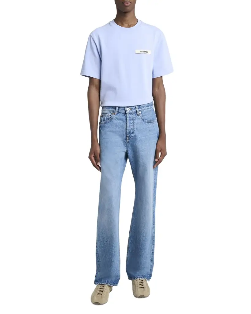 Jacquemus Men's Stonewashed Denim Straight-Leg Jeans