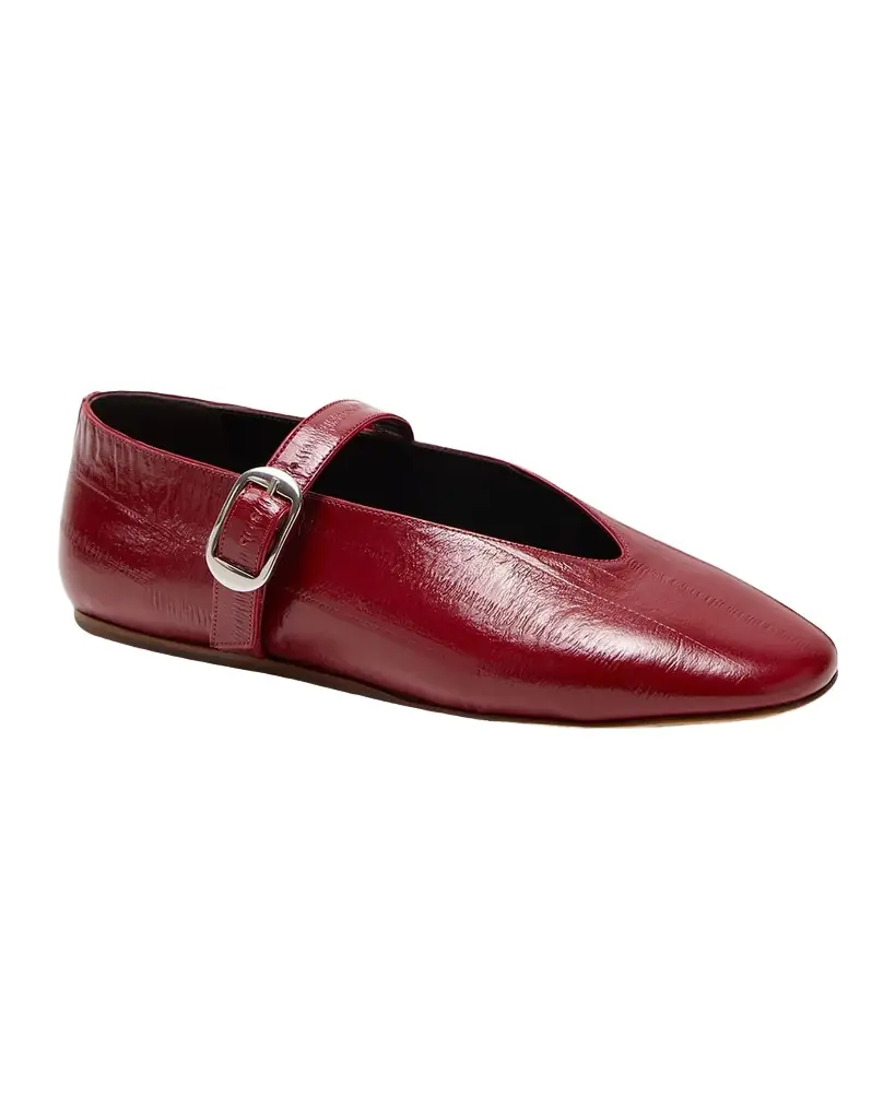 Le Monde Beryl Stella Eel-Embossed Leather Mary Jane Ballerina Flats
