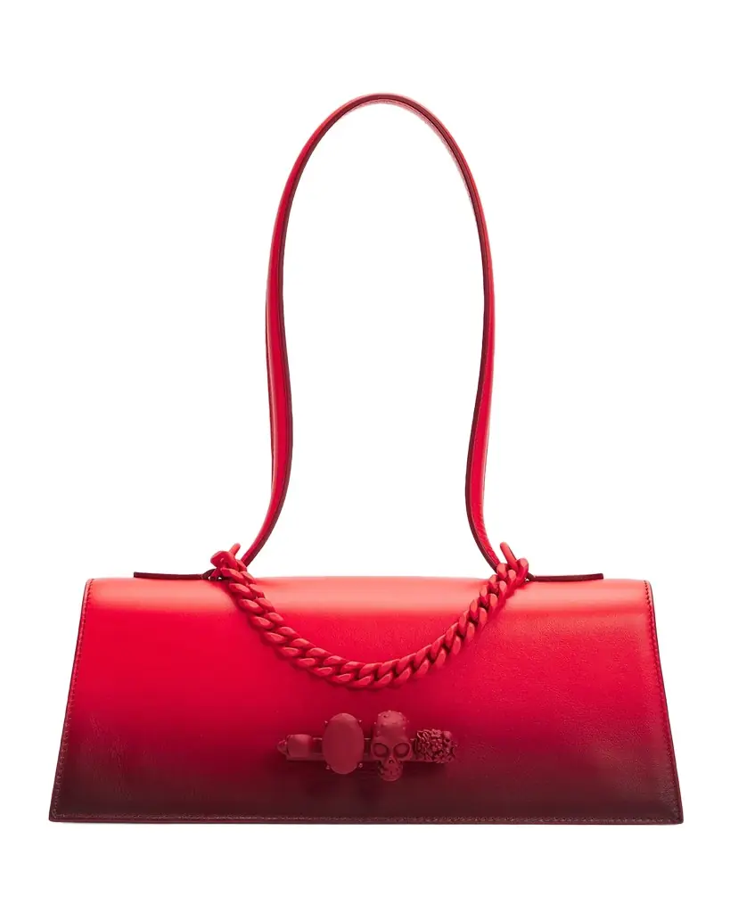 McQueen Jeweled Ombre Leather Shoulder Bag