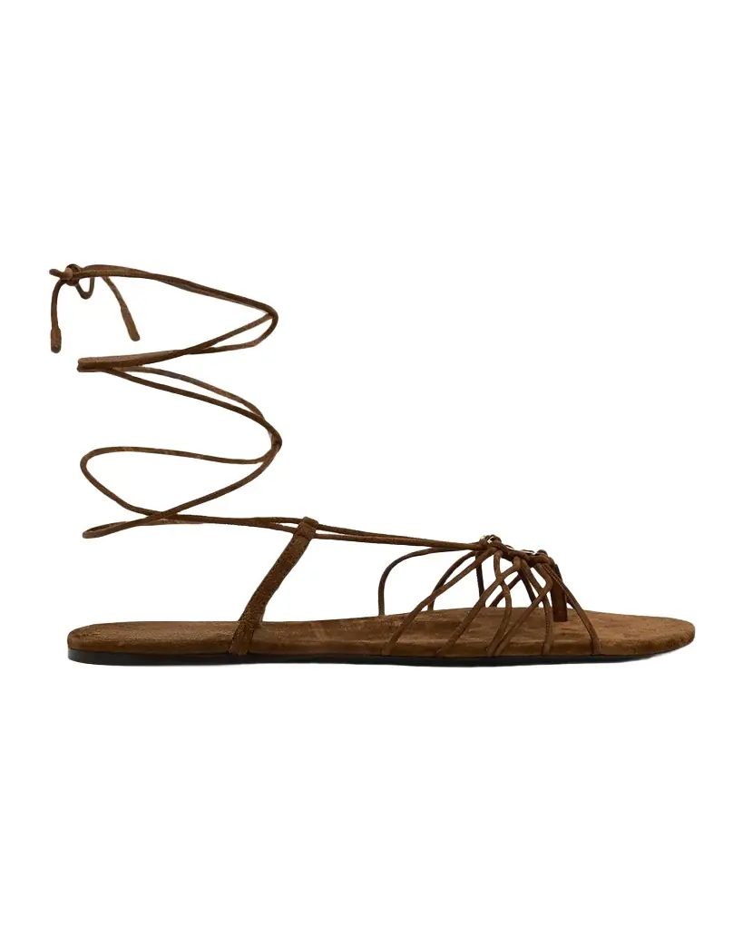 Saint Laurent Babylone Suede Lace-Up Sandals