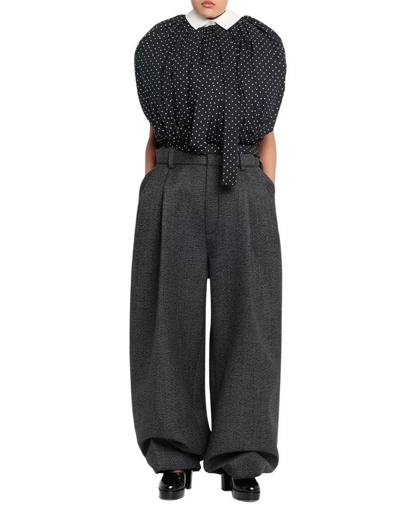 Marc Jacobs Runway Polka-Dot Cotton Poplin Collared Bubble Top