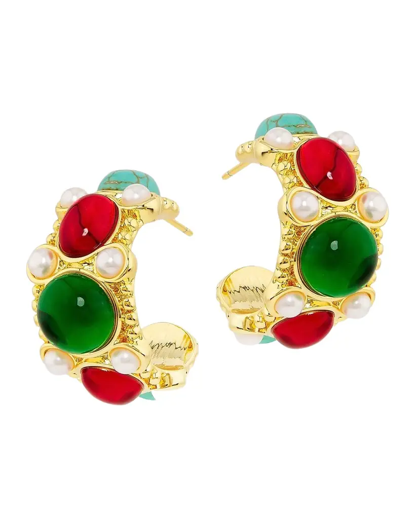 Golconda by Kenneth Jay Lane Gemstone Hoop Earrings