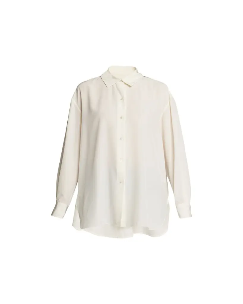 Nili Lotan Julien Oversized Button Down Silk Shirt