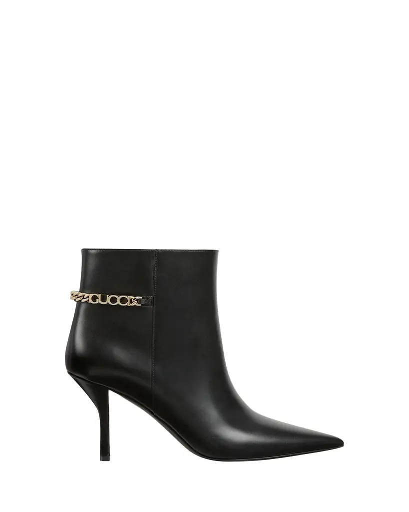 Gucci Signoria Leather Chain Ankle Booties