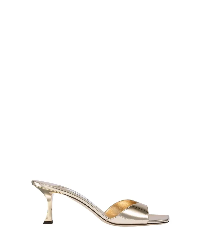 Jimmy Choo Skye Metallic Leather Slide Sandals