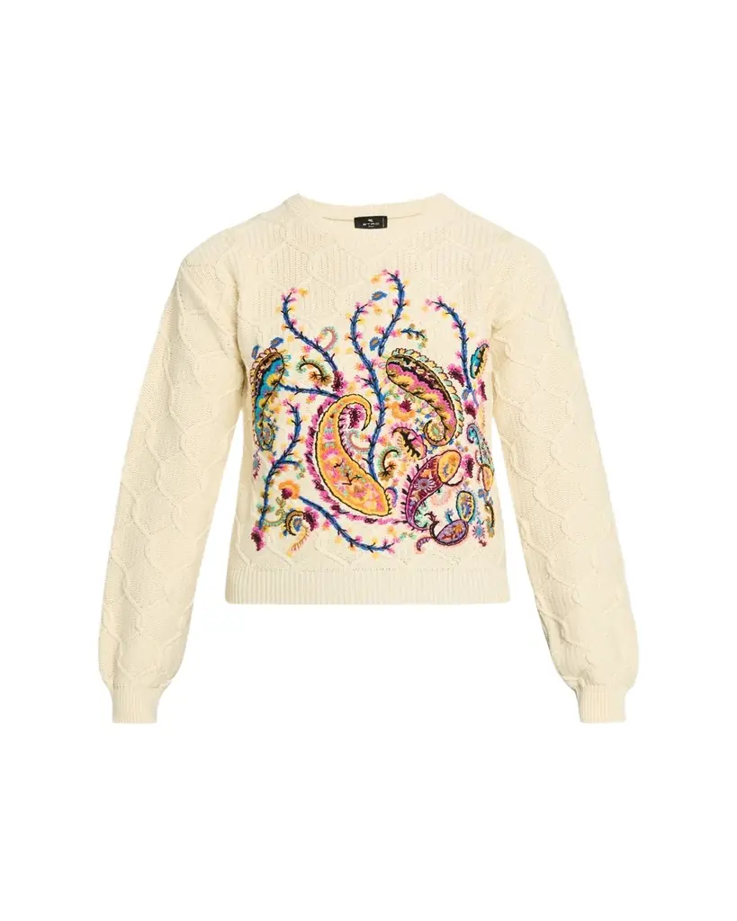 Etro Floral Paisley Embroidered Cotton-Blend Sweater
