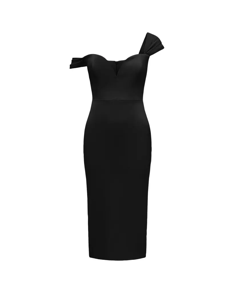 Alex Perry Off-Shoulder Sweetheart Midi Dress