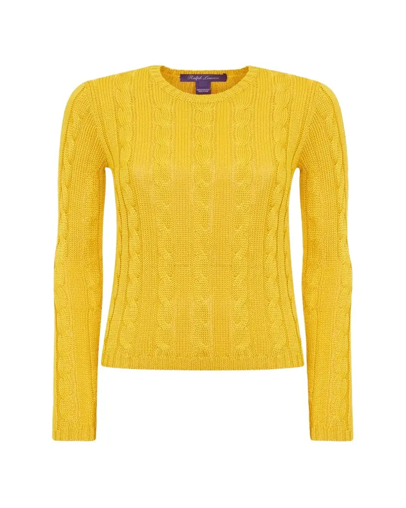 Ralph Lauren Collection Cable-Knit Silk Crewneck Sweater
