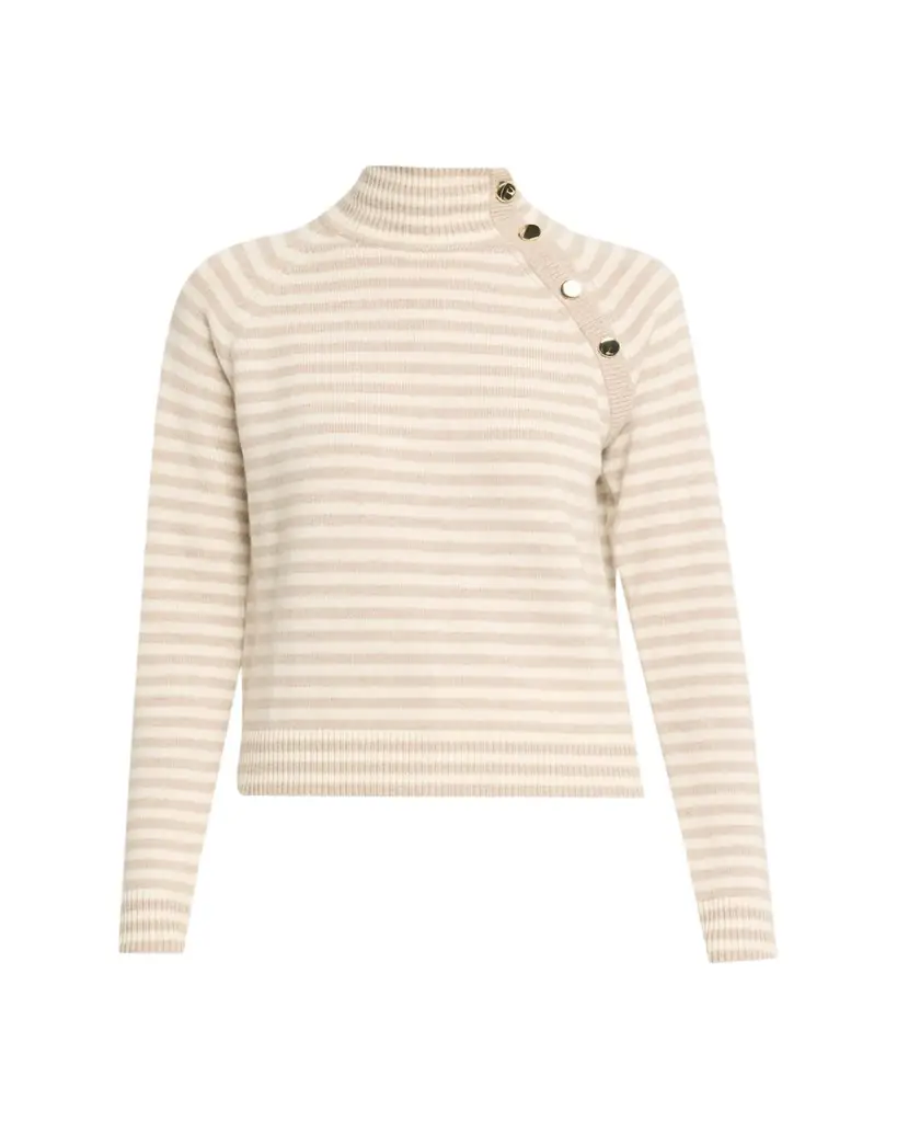 Max Mara Striped Turtleneck Cashmere Sweater