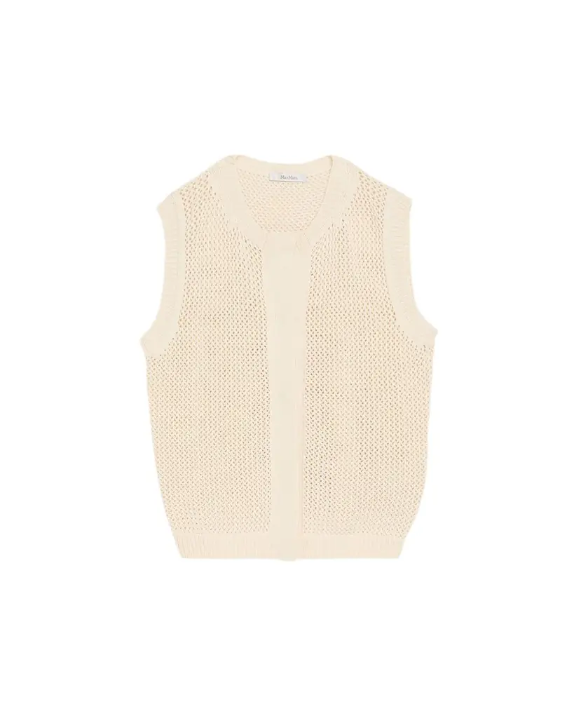 Max Mara Sleeveless Crewneck Open-Stitch Sweater