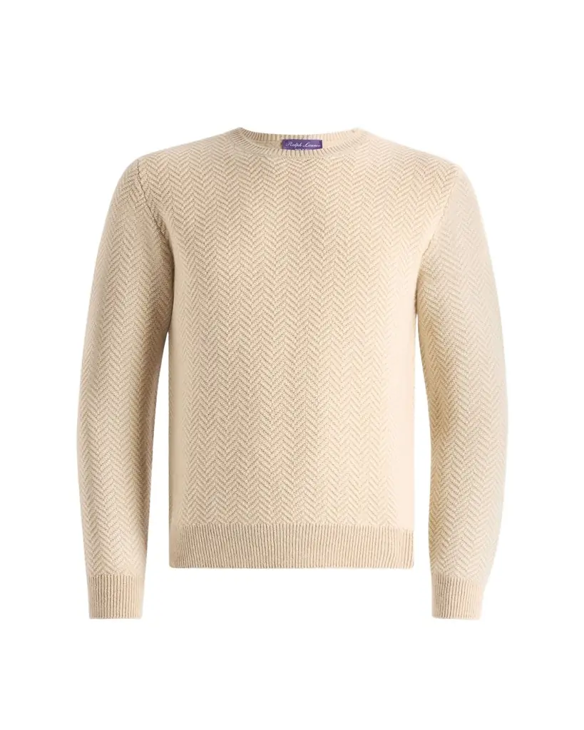 Ralph Lauren Purple Label Textured Herringbone Cashmere Sweater