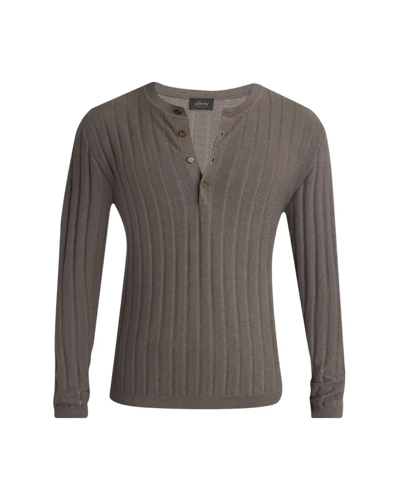 Brioni Men's Cashmere/Silk Henley Sweater
