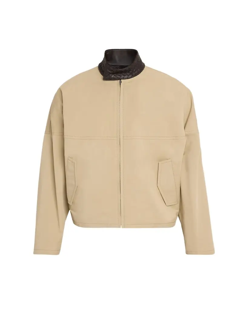 Bottega Veneta Men's Intrecciato Leather-Collar Cotton Blouson