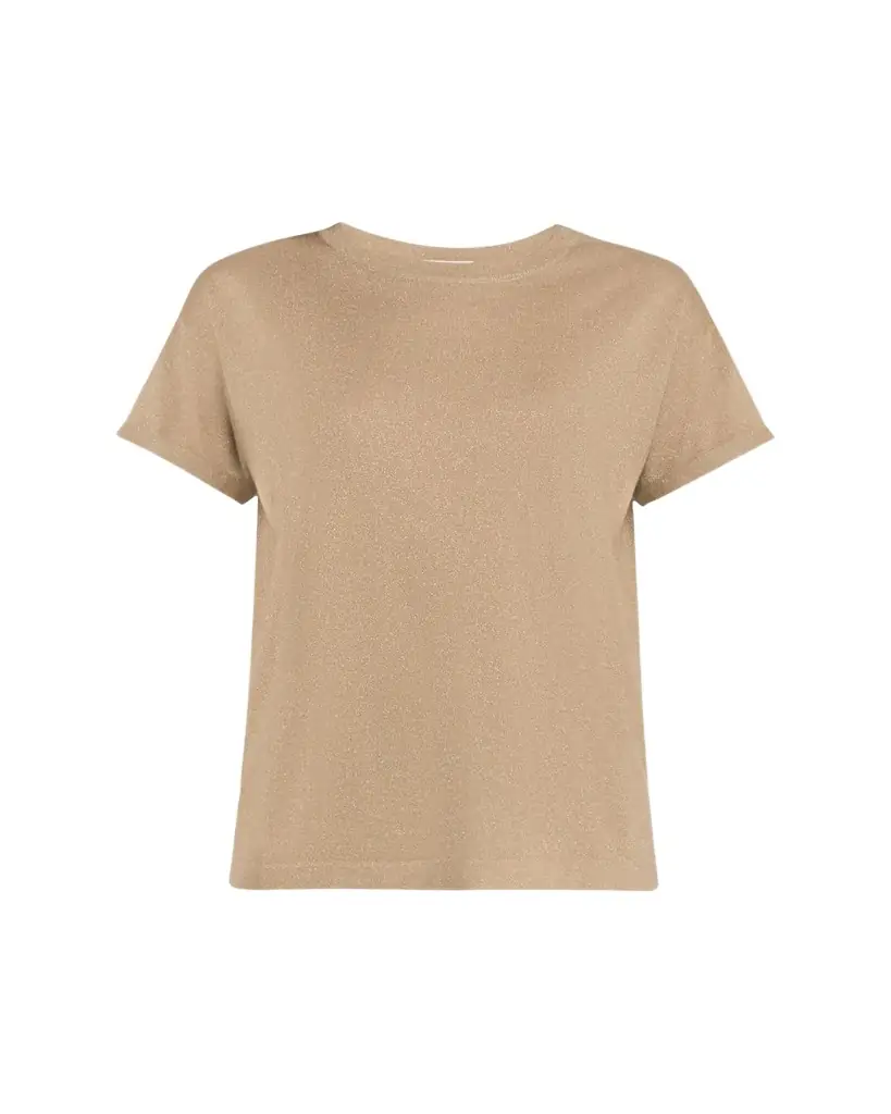 Brunello Cucinelli Shimmering Cashmere Short-Sleeve Crewneck Sweater - Women's Clothing
