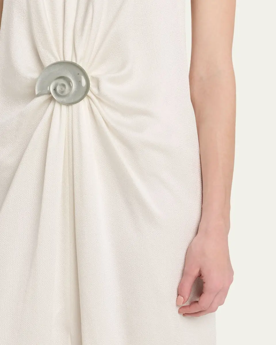 silvia tcherassi rowan gathered satin maxi dress Rowan Gathered Satin Plunging Halter Maxi Dress