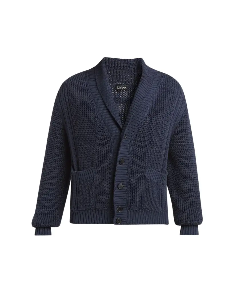 ZEGNA Men's Cotton and Silk Knit Cardigan