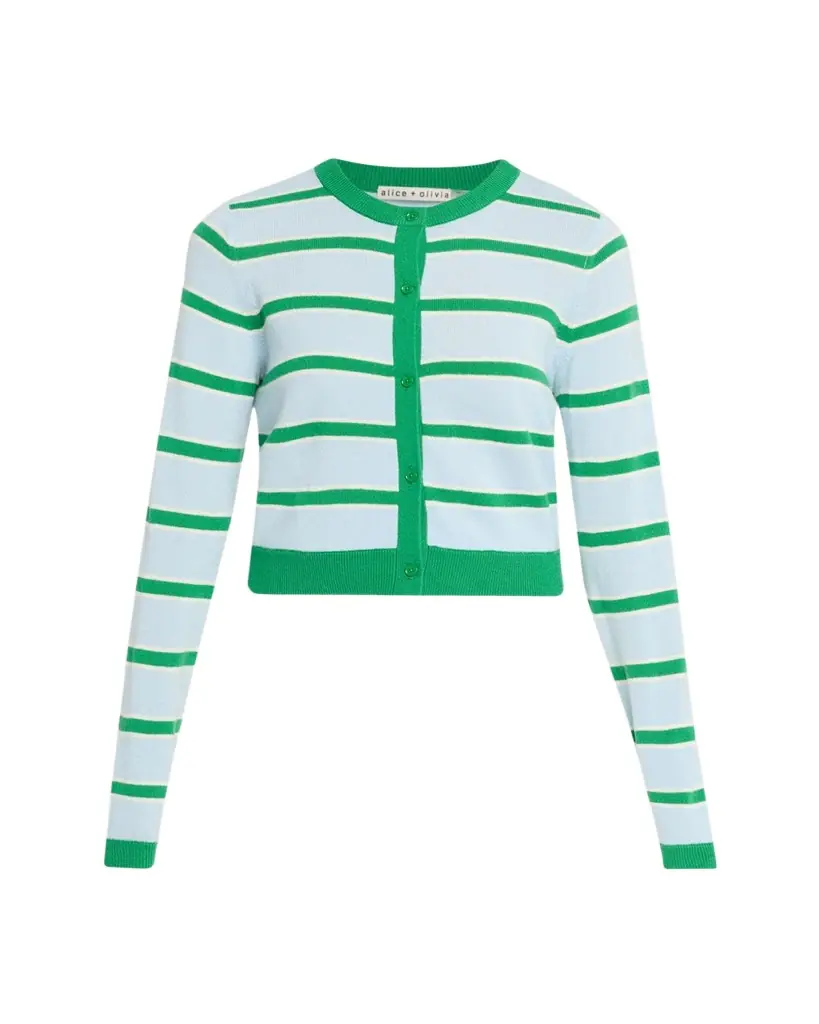 ALICE + OLIVIA Dollie Striped Cashmere Cardigan