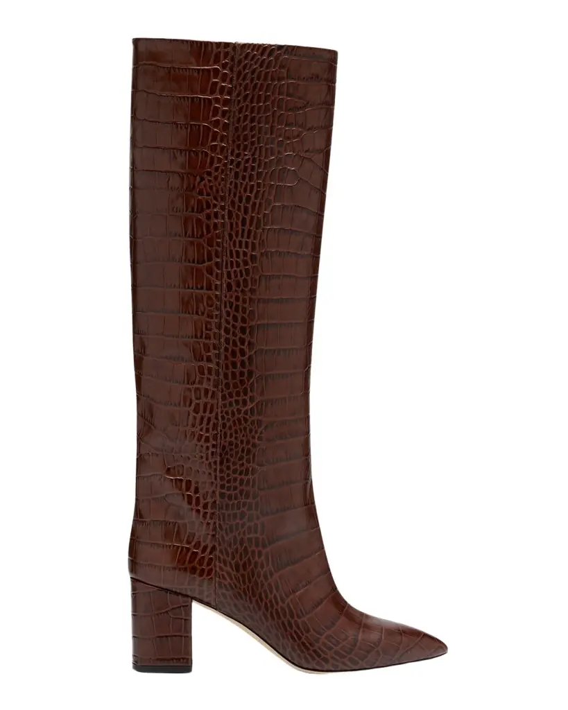 Paris Texas Anja Croco Block-Heel Knee Boots