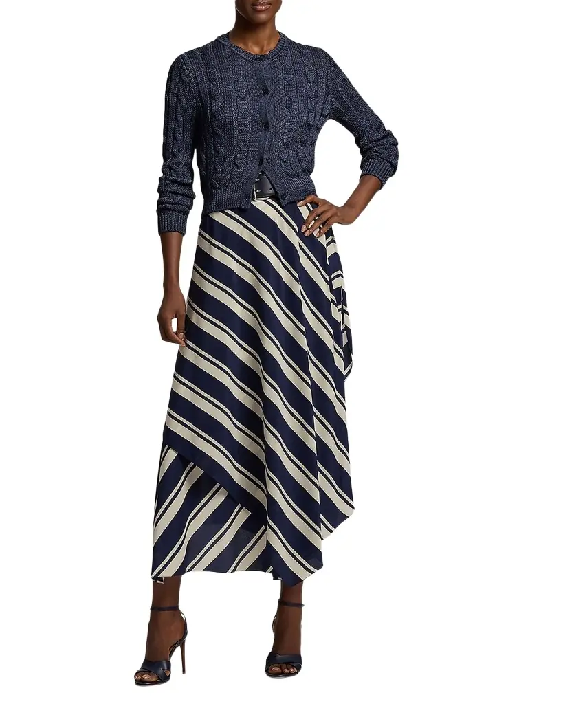 Ralph Lauren Collection Cable-Knit Silk Cropped Cardigan