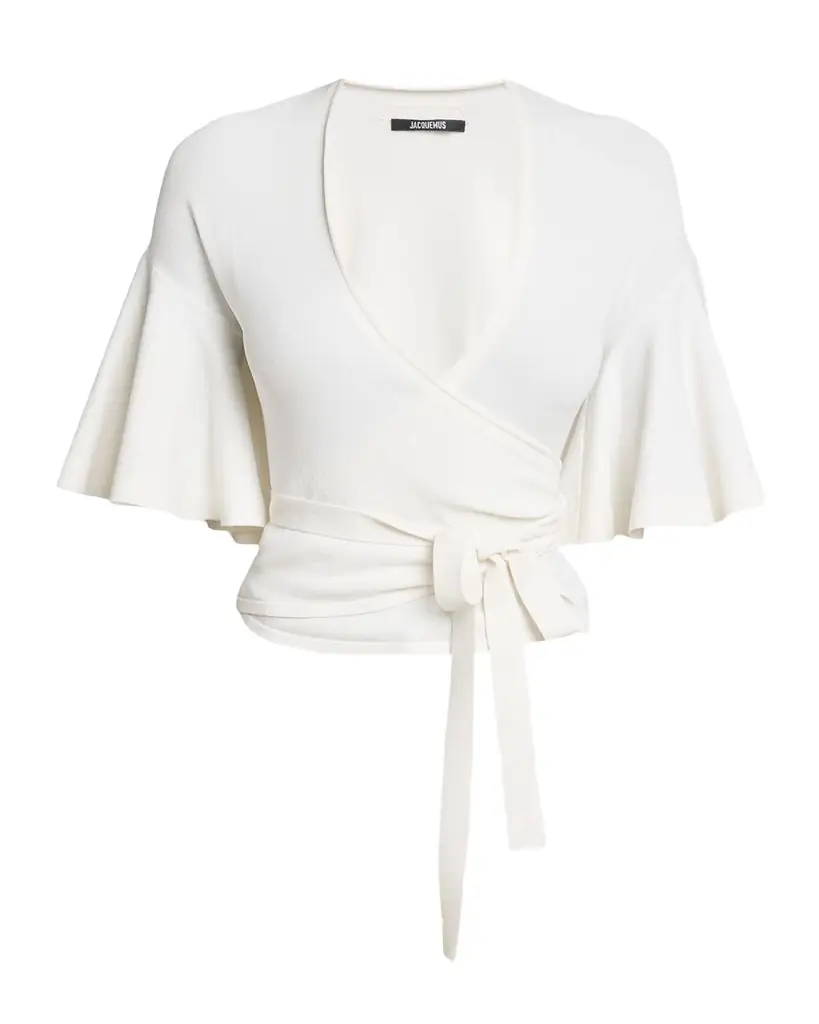 Jacquemus La Maille Paysan Bell-Sleeve Wrap Top