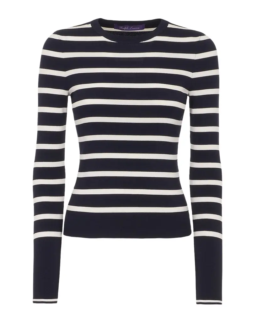 Ralph Lauren Collection Striped Silk-Blend Crewneck Sweater