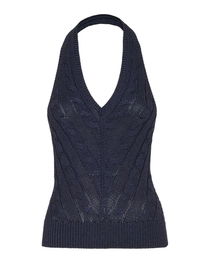 Ralph Lauren Collection Cable-Knit Silk Halter Sweater
