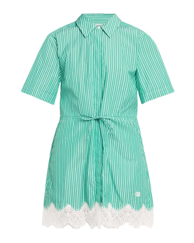 SIMKHAI Poplin Lace-Trim Shirtdress