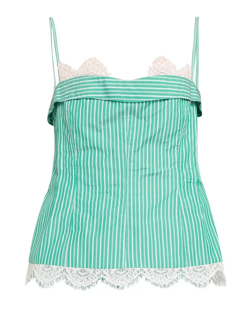 SIMKHAI Poplin Lace-Trim Bustier Top