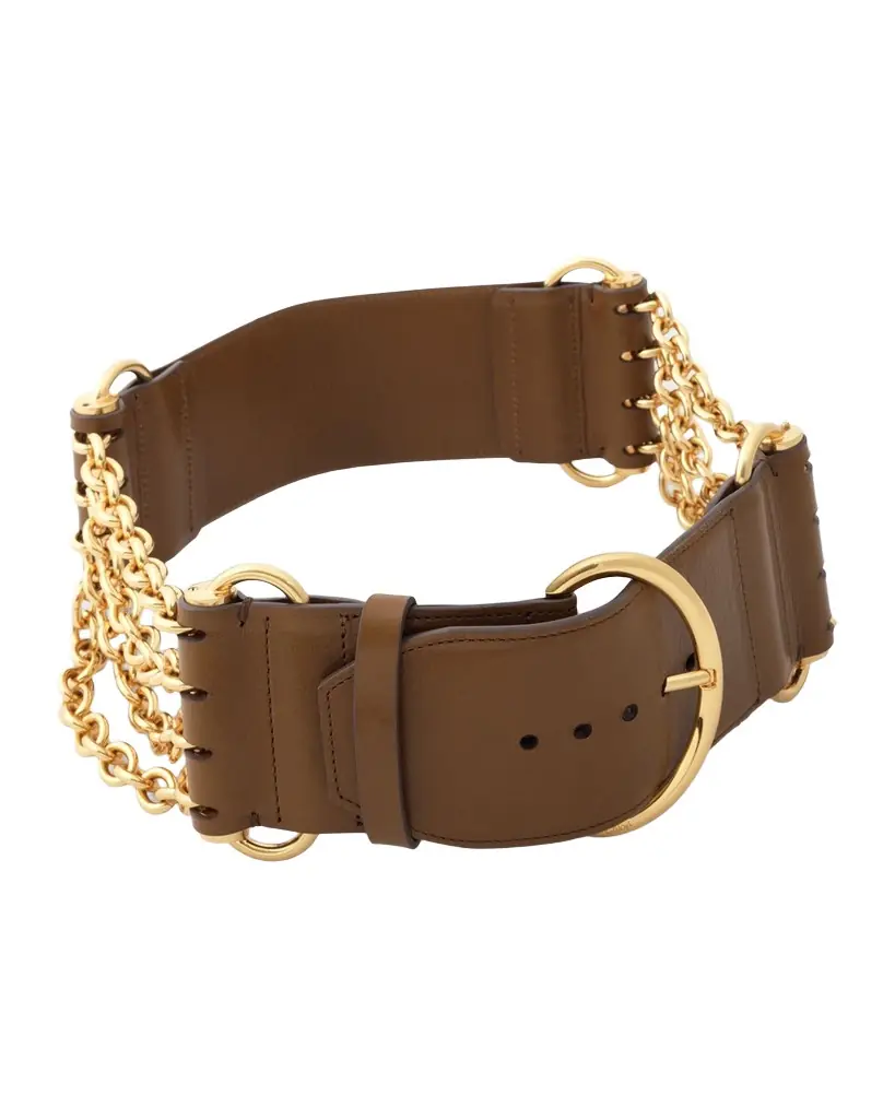 Chloe Chloé Chain And Leather Wide Camera Belt
