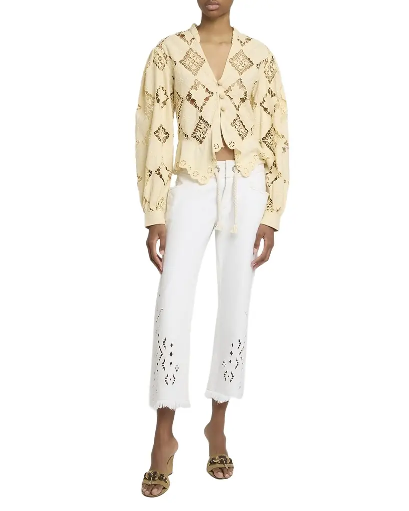 Isabel Marant Nina Lace Embroidered Peplum Top