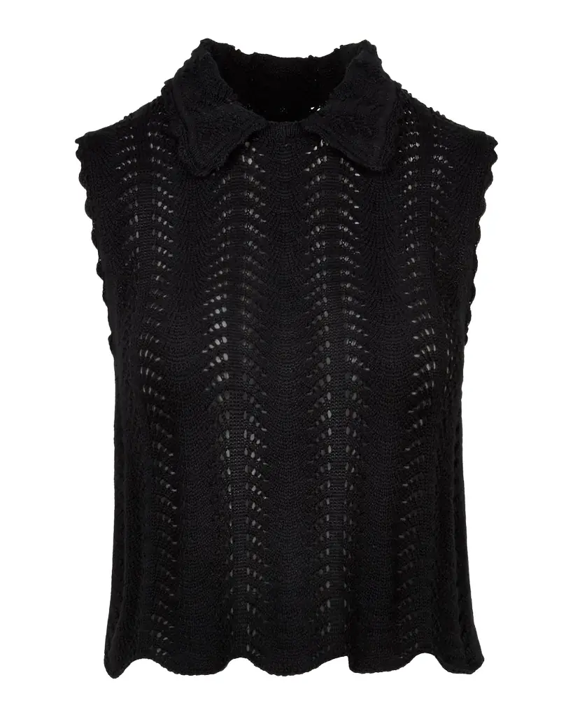 Smythe Club Collar Crochet Sleeveless Sweater