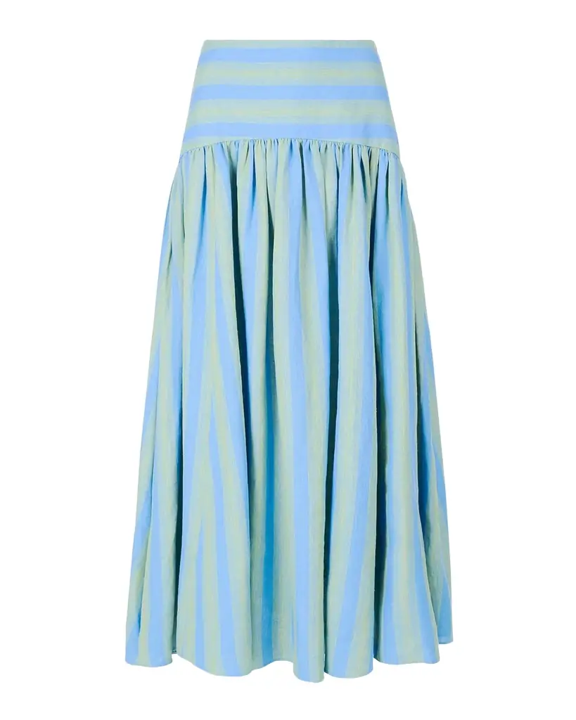 STAUD Procida Striped Linen Maxi Skirt