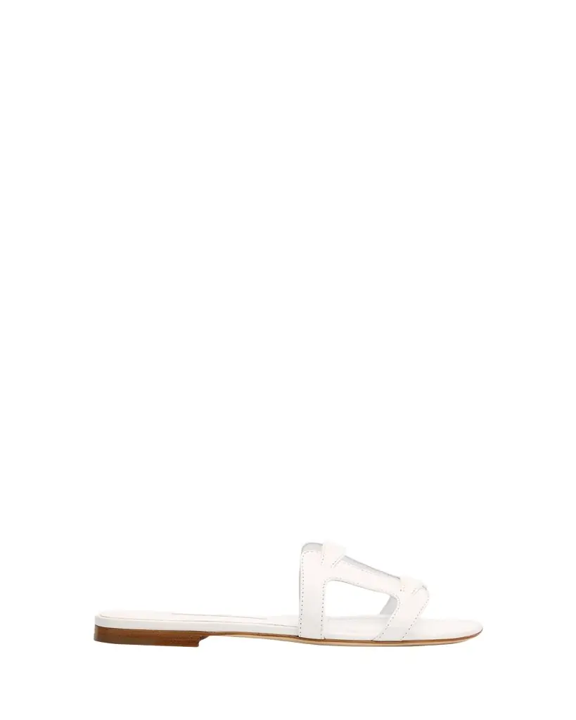Manolo Blahnik Grellanu Leather Flat Slide Sandals