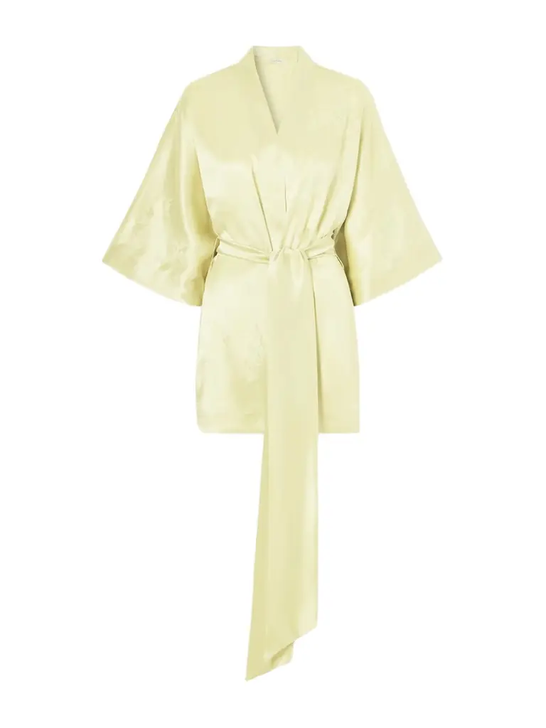 Carine Gilson Belted Embroidered Silk-satin Kimono