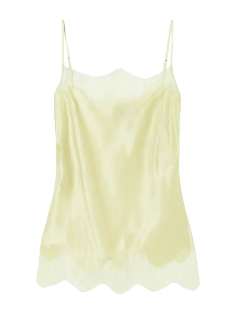 Carine Gilson Lace-trimmed Silk-satin Camisole
