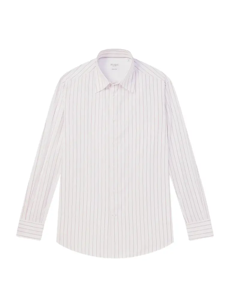 Brunello Cucinelli Striped Cotton-Poplin Shirt - Men