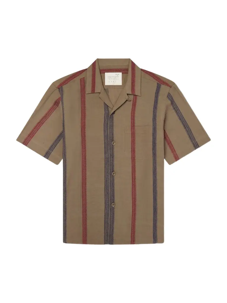 Kardo Ronen Camp-Collar Striped Jacquard-Knit Cotton Shirt - Men