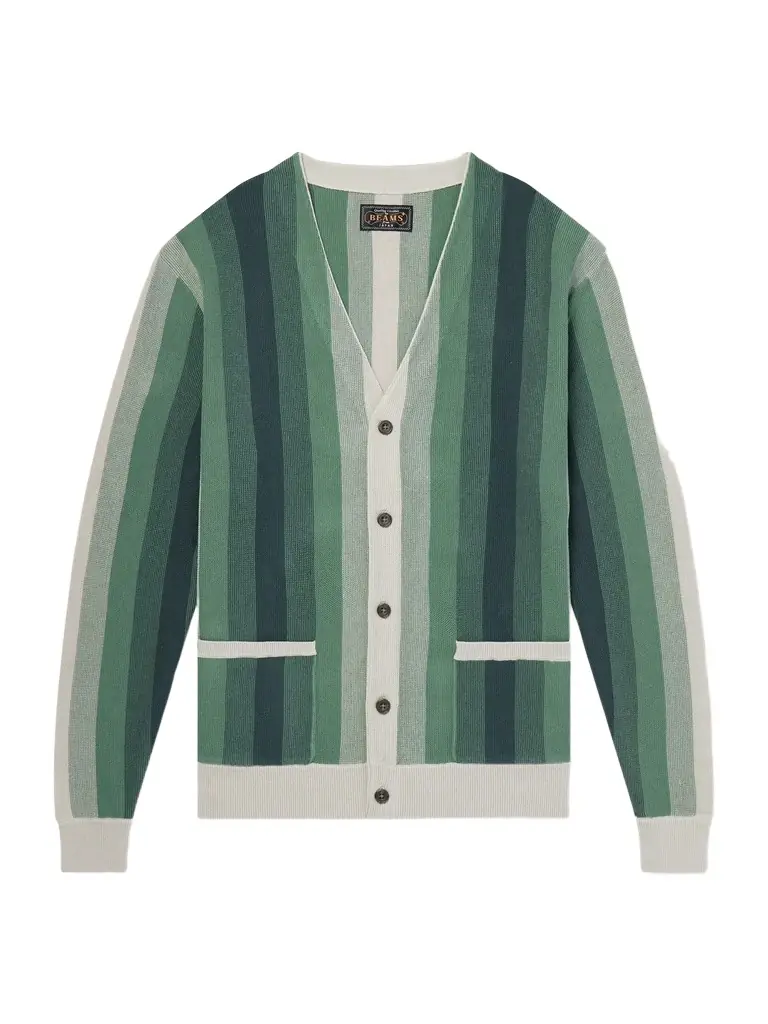Beams Plus Striped Cotton Cardigan - Men