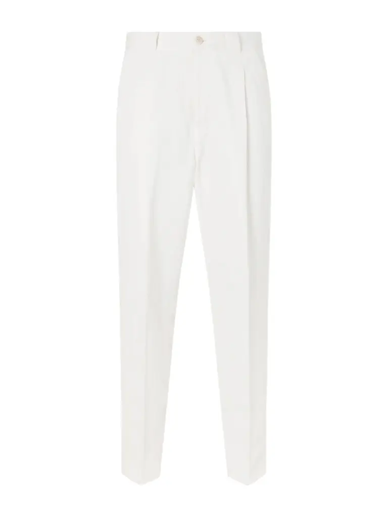 Brunello Cucinelli Straight-Leg Pleated Herringbone Cotton and Linen-Blend Trousers - Men
