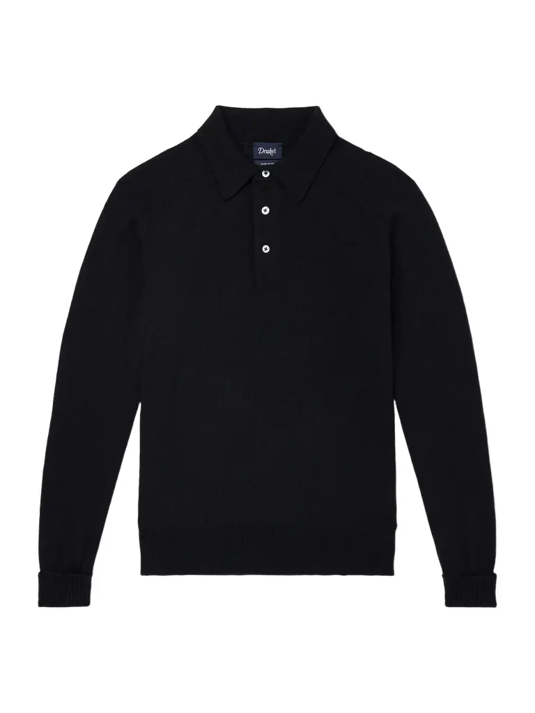 Drake's Knitted Merino Wool Polo Shirt - Men