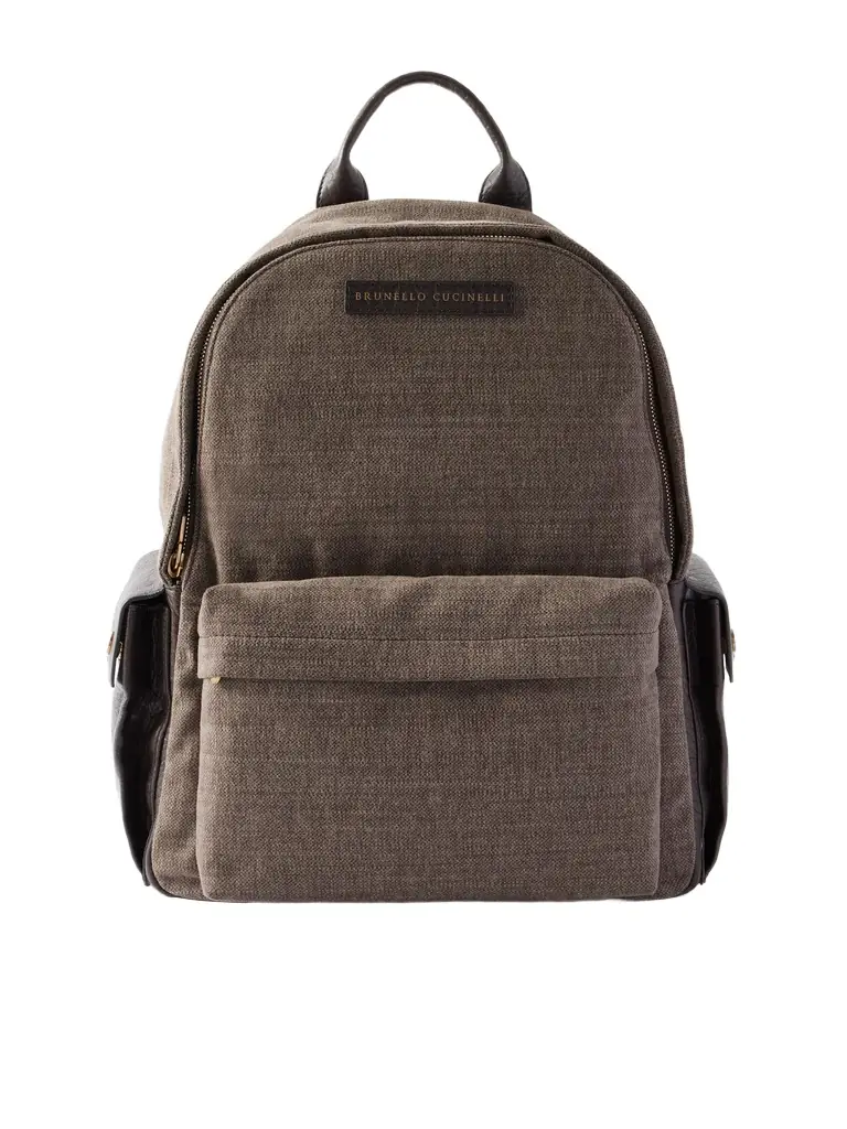 Brunello Cucinelli Leather-Trimmed Woven Backpack - Men