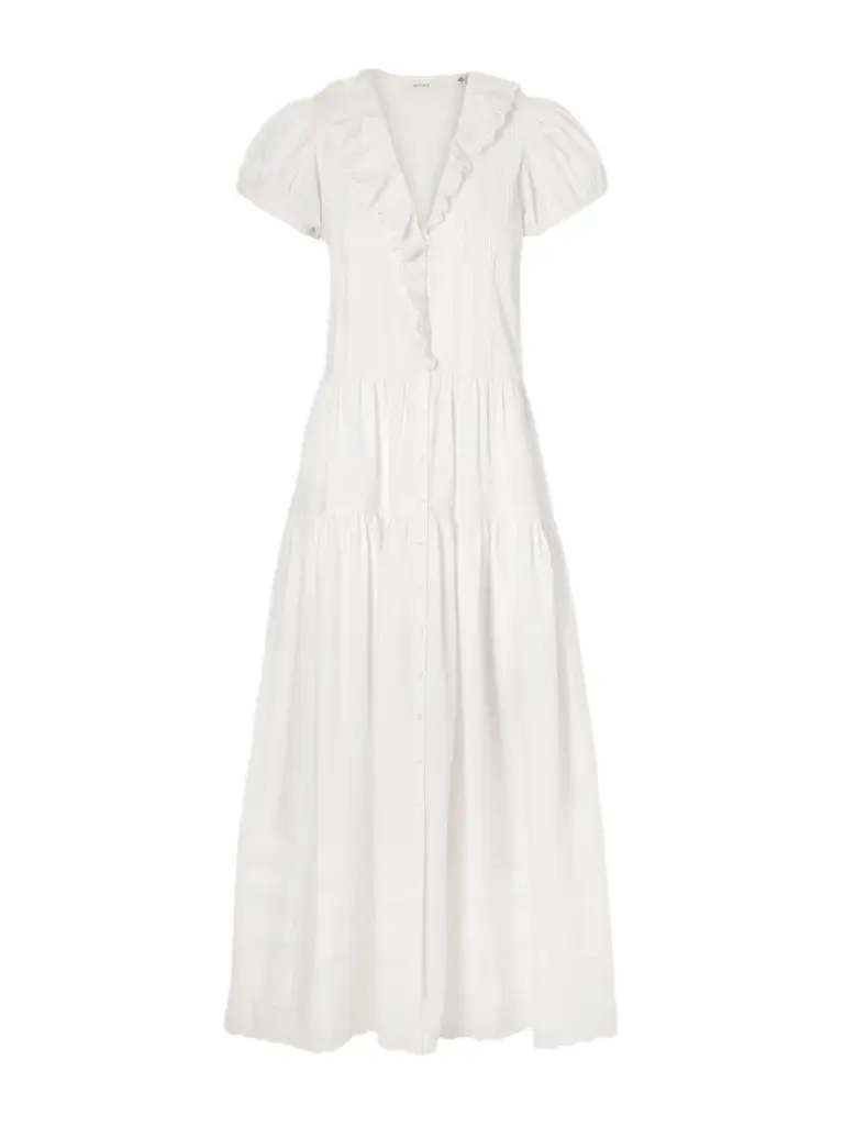 DÔEN Eliette Ruffled Brodeire Anglaise-trimmed Organic Cotton Midi Dress