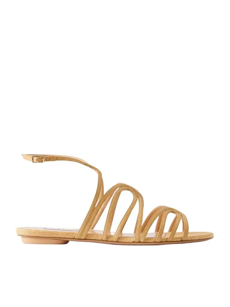 Aquazzura Serenade Raffia Flat Sandals