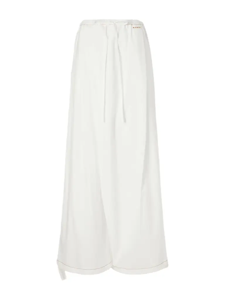 Marni Pleated Cotton-poplin Mid-rise Wide-leg Pants