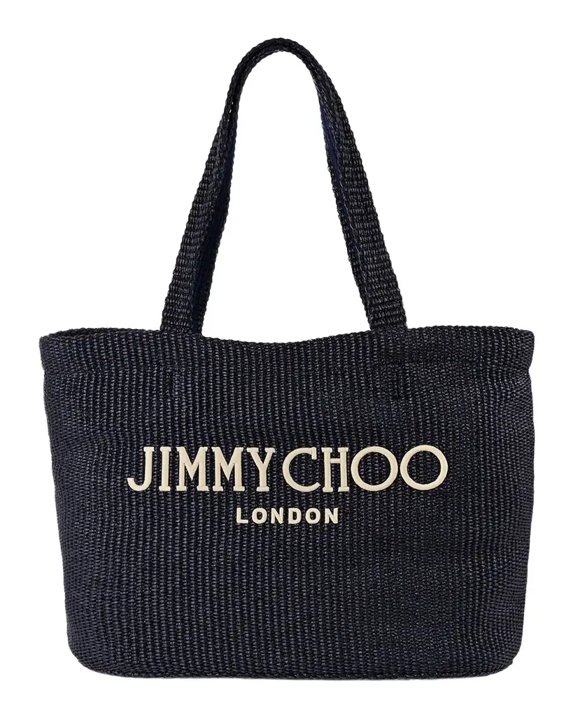 Jimmy Choo Embroidered Raffia Beach Tote Bag
