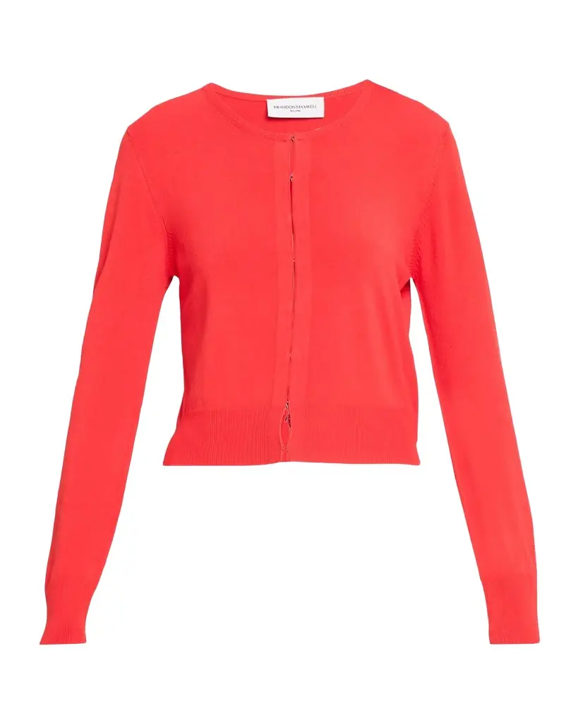 Brandon Maxwell The Ellery Viscose Rib Crewneck Cardigan