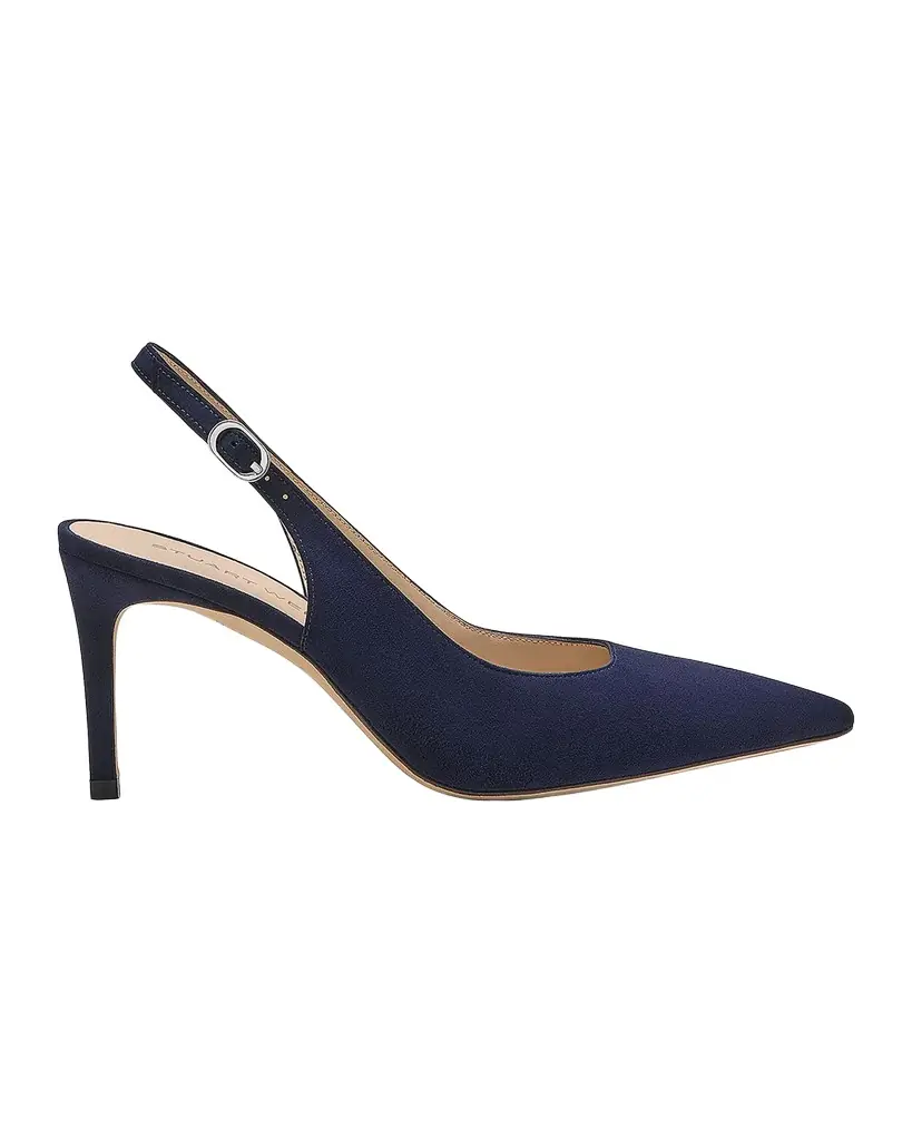 Stuart Weitzman 75mm Stuart Power Suede Slingback Pumps