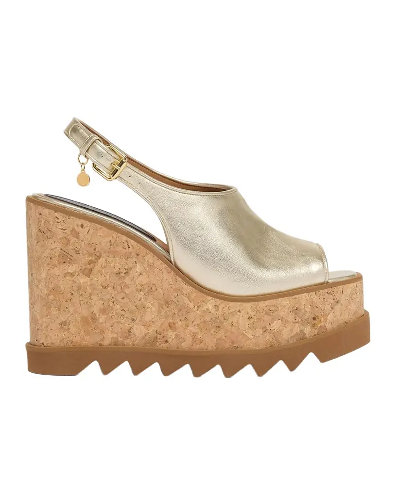 Stella McCartney 120mm Sneak-Elyse Metallic Vegan Leather Platform Sandals