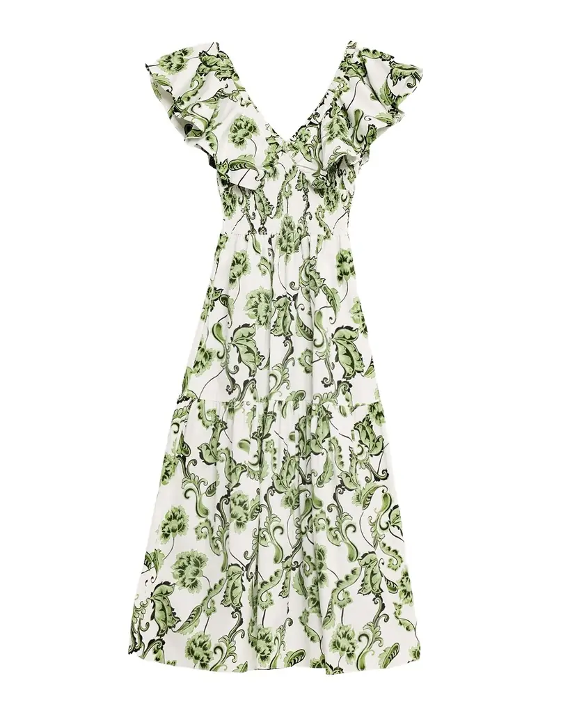 MISA Los Angeles Leona Ruffle Midi Dress