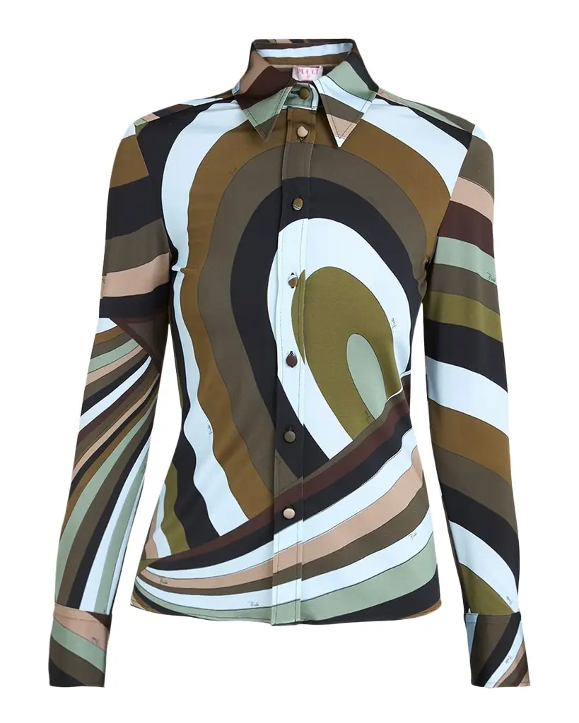 Pucci Iride Jersey Button-Down Shirt
